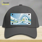 Blue Hawaii Hibiscus Novelty License Plate Hat Cotton / Charcoal