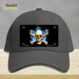 Blue Flame And Crossbones Novelty License Plate Hat Cotton / Charcoal