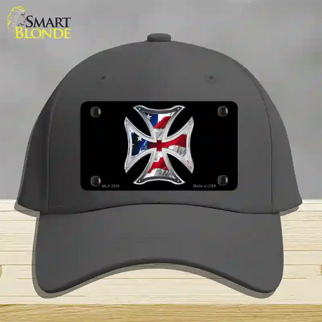 Maltese Cross Flag Novelty License Plate Hat Cotton / Charcoal