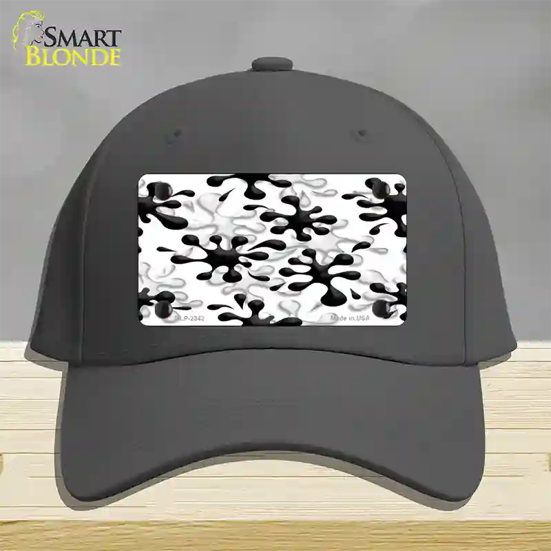 Splatter Black White Novelty License Plate Hat Cotton / Charcoal