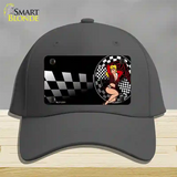 Racing Pin Up Girl Novelty License Plate Hat Cotton / Charcoal