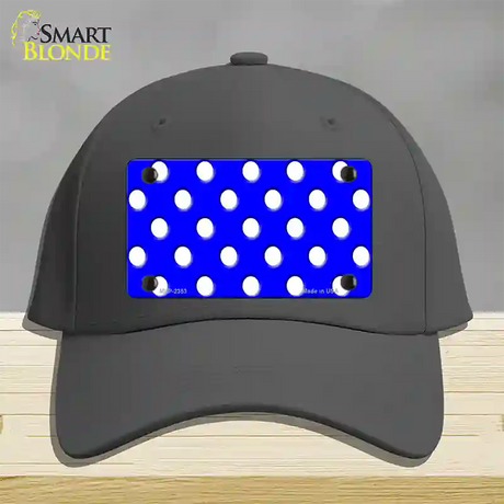 White Polka Dots Royal Blue Novelty License Plate Hat Cotton / Charcoal