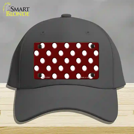 White Polka Dots Burgundy Novelty License Plate Hat Cotton / Charcoal