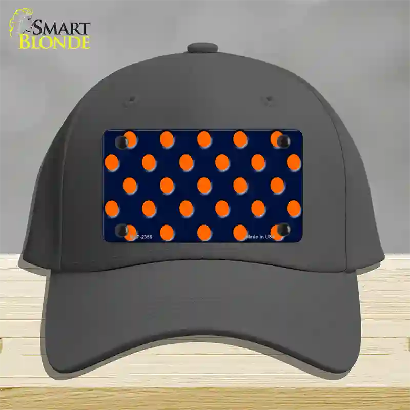 Orange Polka Dots Navy Blue Novelty License Plate Hat Cotton / Charcoal