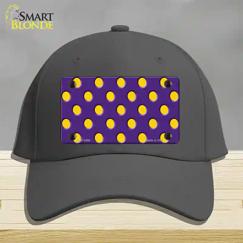 Yellow Polka Dots Purple Novelty License Plate Hat Cotton / Charcoal