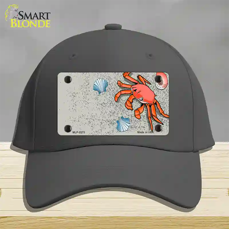 Crab And Seashells Novelty License Plate Hat Cotton / Charcoal