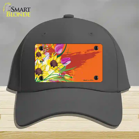 Floral Bouquet Offset Novelty License Plate Hat Cotton / Charcoal