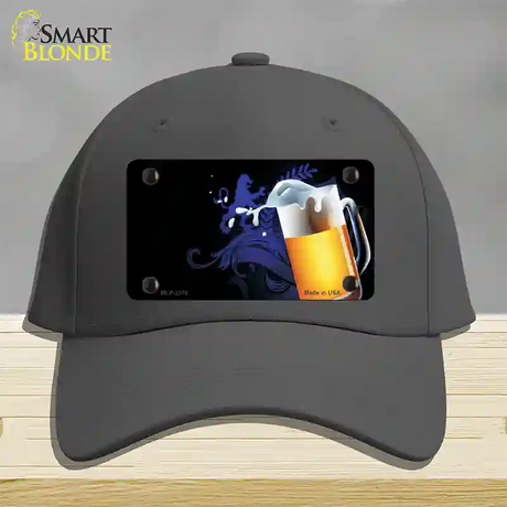 Frothy Beer Mug Offset Novelty License Plate Hat Cotton / Charcoal