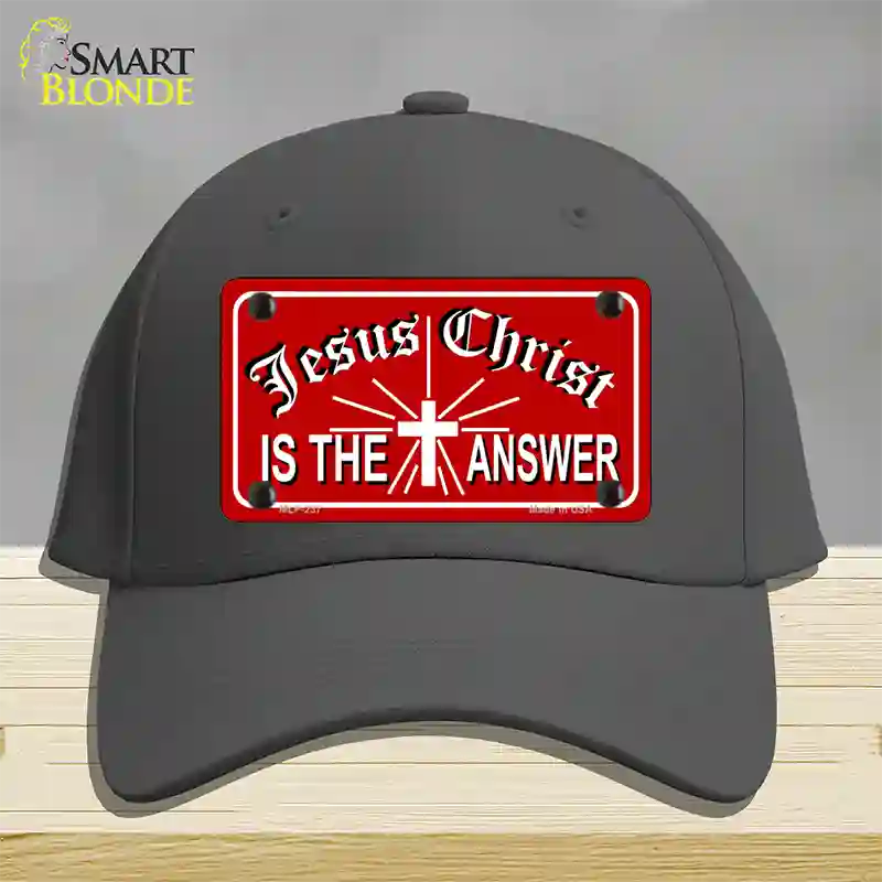 Jesus Christ Is The Answer Novelty License Plate Hat Cotton / Charcoal