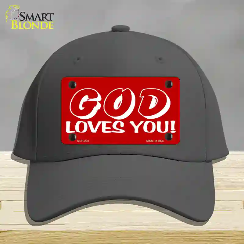 God Loves You Novelty License Plate Hat Cotton / Charcoal