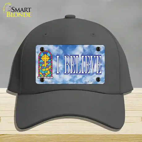 I Believe Novelty License Plate Hat Cotton / Charcoal