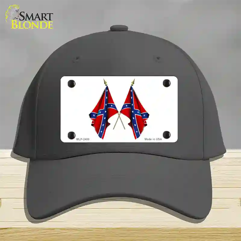 Confederate Crossed Flags Novelty License Plate Hat Cotton / Charcoal