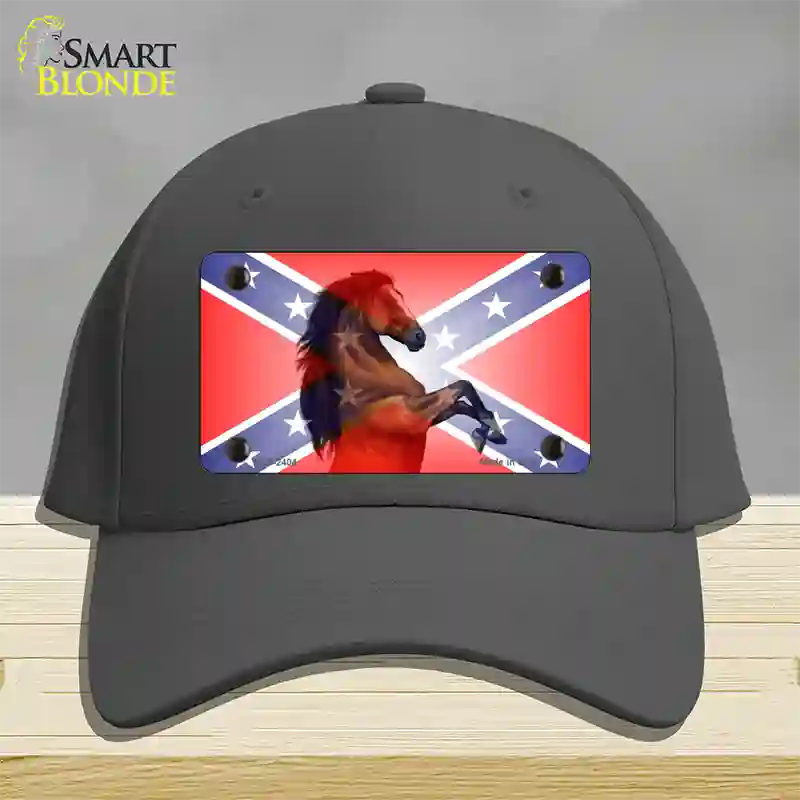 Confederate Flag Stallion Horse Novelty License Plate Hat Cotton / Charcoal