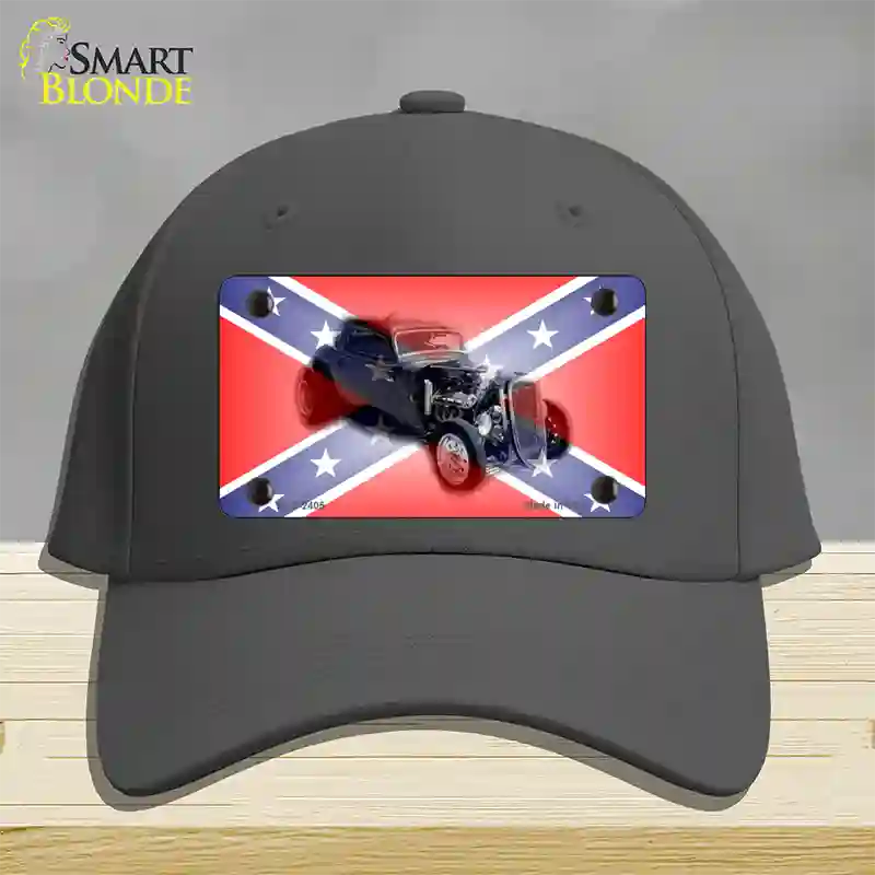 Confederate Flag Hot Rod Novelty License Plate Hat Cotton / Charcoal