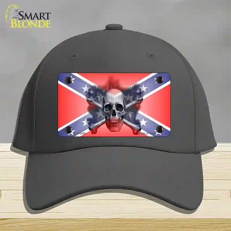 Confederate Flag Skull Novelty License Plate Hat Cotton / Charcoal