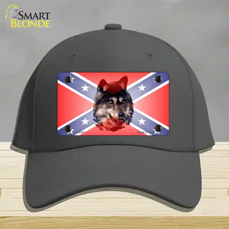 Confederate Flag Faded Wolf Novelty License Plate Hat Cotton / Charcoal