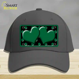 Green Black Polka Dot Green Center Hearts Novelty License Plate Hat Cotton / Charcoal