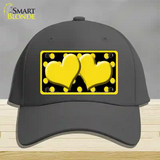 Yellow Black Polka Dot Yellow Center Hearts Novelty License Plate Hat Cotton / Charcoal