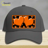 Orange Black Polka Dot Orange Center Hearts Novelty License Plate Hat Cotton / Charcoal