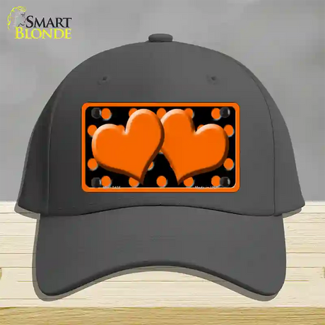 Orange Black Polka Dot Orange Center Hearts Novelty License Plate Hat Cotton / Charcoal