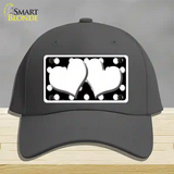 White Black Polka Dot Black Center Hearts Novelty License Plate Hat Cotton / Charcoal