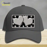 Grey Black Polka Dot Grey Center Hearts Novelty License Plate Hat Cotton / Charcoal