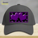 Purple Black Polka Dot Purple Center Hearts Novelty License Plate Hat Cotton / Charcoal