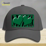 Green Black Zebra Green Centered Hearts Novelty License Plate Hat Cotton / Charcoal