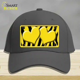 Yellow Black Zebra Yellow Centered Hearts Novelty License Plate Hat Cotton / Charcoal