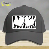 White Black Zebra Red Centered Hearts Novelty License Plate Hat Cotton / Charcoal