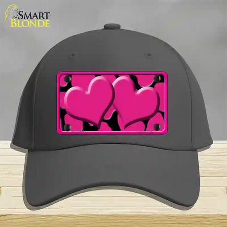 Pink Black Giraffe Pink Centered Hearts Novelty License Plate Hat Cotton / Charcoal