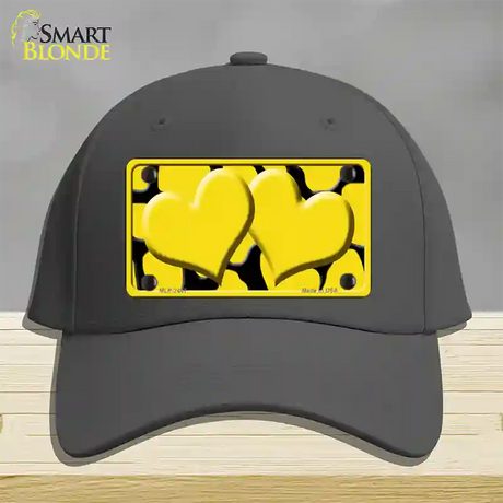 Yellow Black Giraffe Yellow Centered Hearts Novelty License Plate Hat Cotton / Charcoal