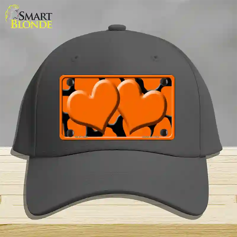 Orange Black Giraffe Orange Centered Hearts Novelty License Plate Hat Cotton / Charcoal