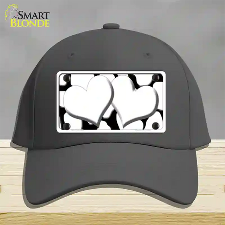 White Black Giraffe White Centered Hearts Novelty License Plate Hat Cotton / Charcoal