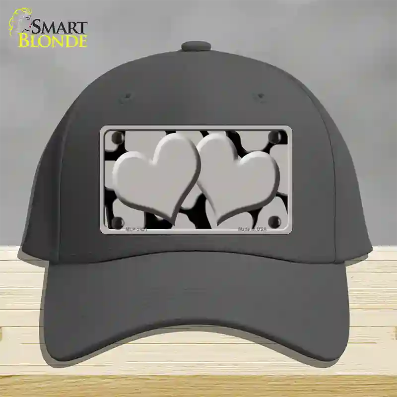 Grey Black Giraffe Grey Centered Hearts Novelty License Plate Hat Cotton / Charcoal