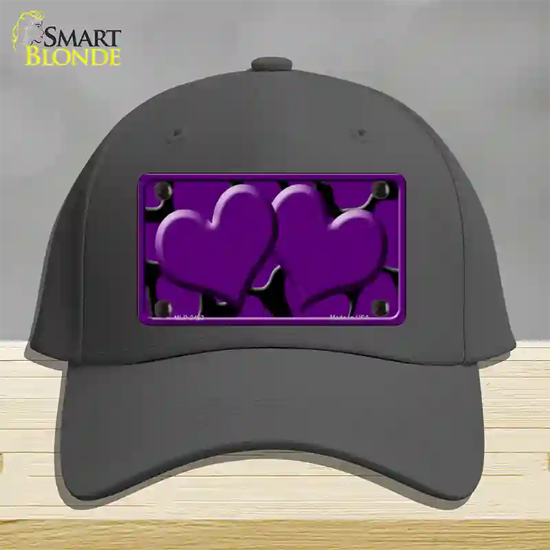 Purple Black Giraffe Purple Centered Hearts Novelty License Plate Hat Cotton / Charcoal