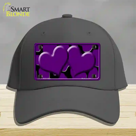 Purple Black Giraffe Purple Centered Hearts Novelty License Plate Hat Cotton / Charcoal