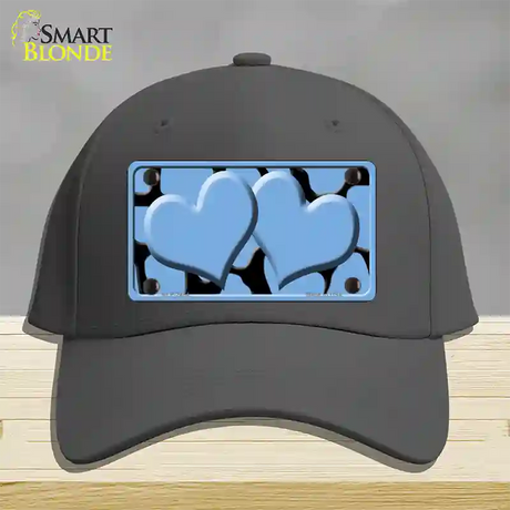 Light Blue Black Giraffe Light Blue Centered Hearts Novelty License Plate Hat Cotton / Charcoal