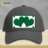 Solid Green Centered Hearts White Novelty License Plate Hat Cotton / Charcoal