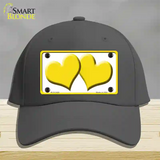 Solid Yellow Centered Hearts White Novelty License Plate Hat Cotton / Charcoal