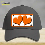 Solid Orange Centered Hearts White Novelty License Plate Hat Cotton / Charcoal