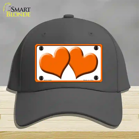 Solid Orange Centered Hearts White Novelty License Plate Hat Cotton / Charcoal