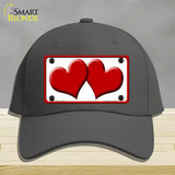 Solid Red Centered Hearts White Novelty License Plate Hat Cotton / Charcoal