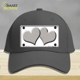 Solid Grey Centered Hearts White Novelty License Plate Hat Cotton / Charcoal