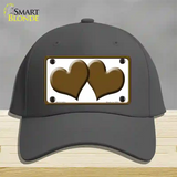 Solid Brown Centered Hearts White Novelty License Plate Hat Cotton / Charcoal