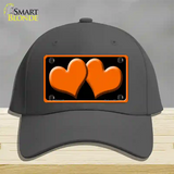 Solid Orange Centered Hearts Black Novelty License Plate Hat Cotton / Charcoal