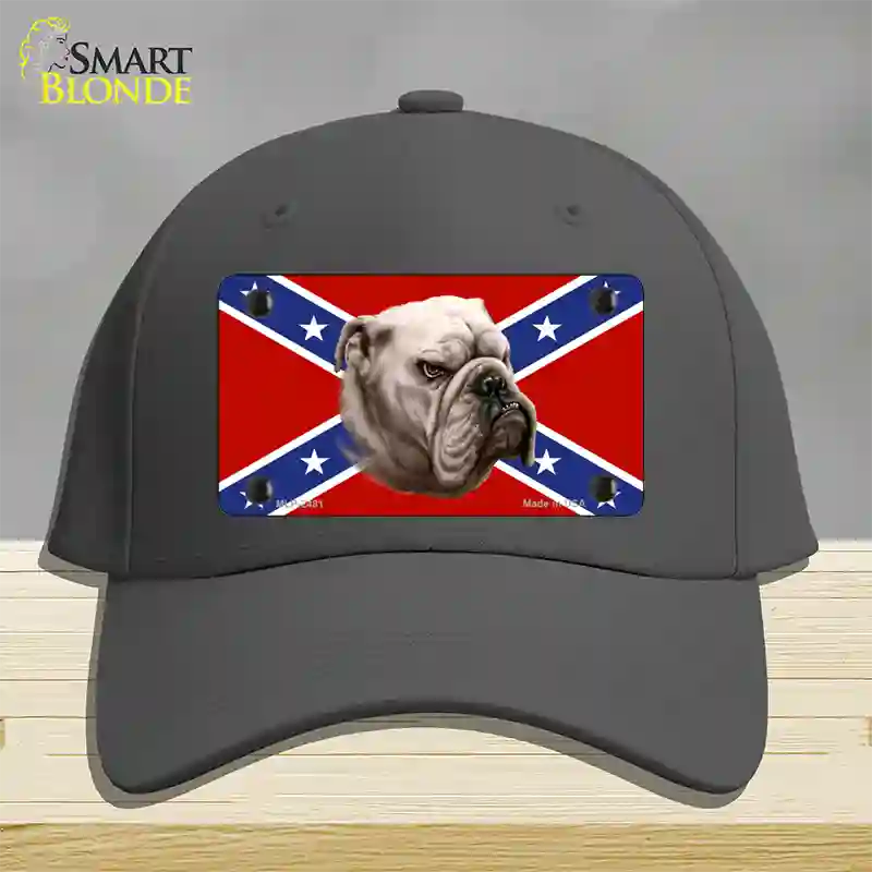 Confederate Flag Bulldog Novelty License Plate Hat Cotton / Charcoal