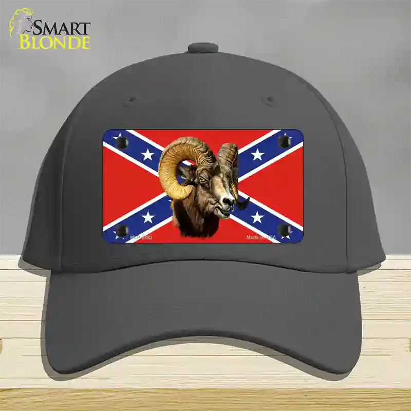 Confederate Flag Ram Novelty License Plate Hat Cotton / Charcoal