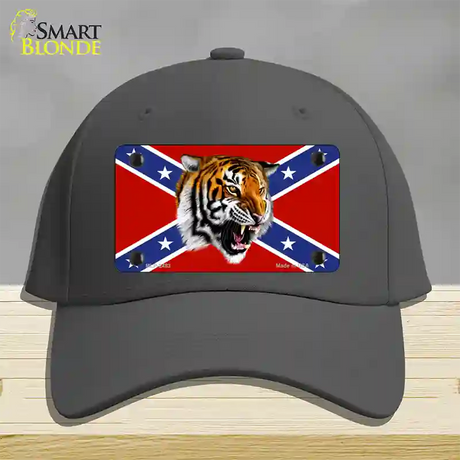 Confederate Flag Tiger Novelty License Plate Hat Cotton / Charcoal