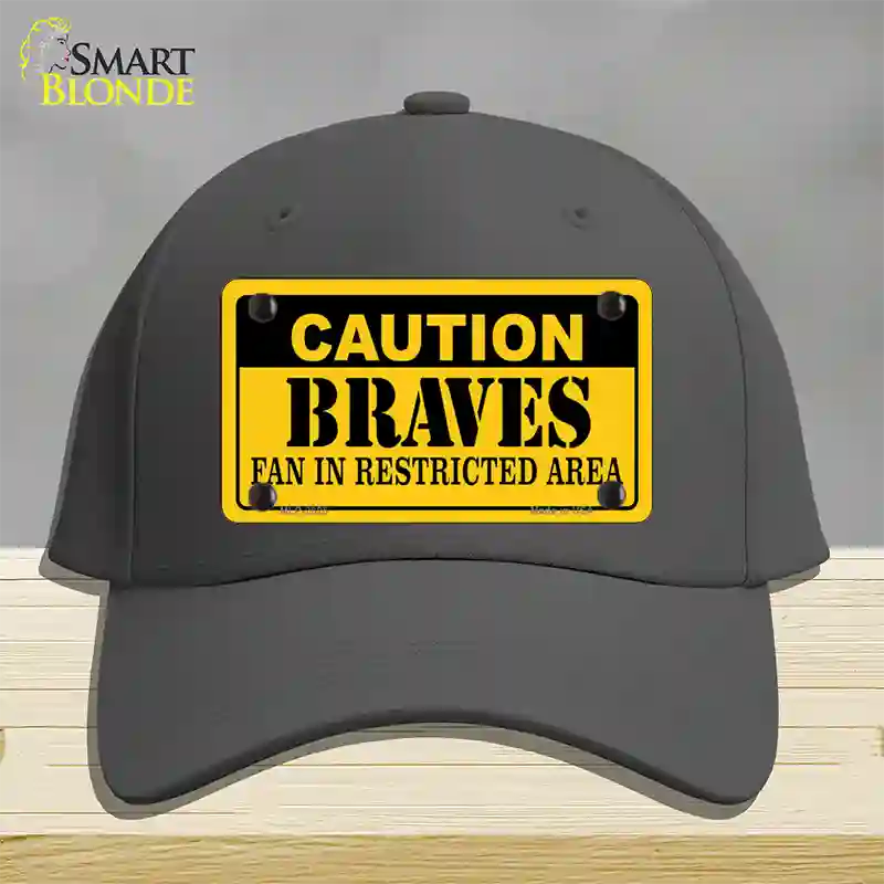 Caution Braves Fan Novelty License Plate Hat Cotton / Charcoal